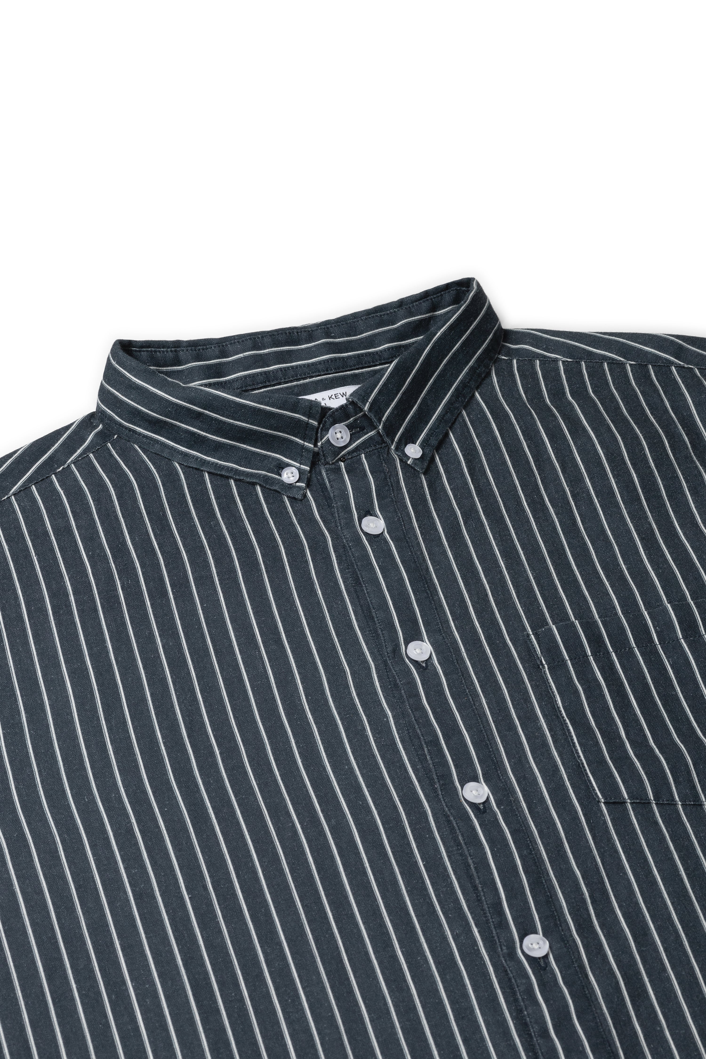 Blauw Wit Gestreept Linnen Overhemd - Pea & Kew