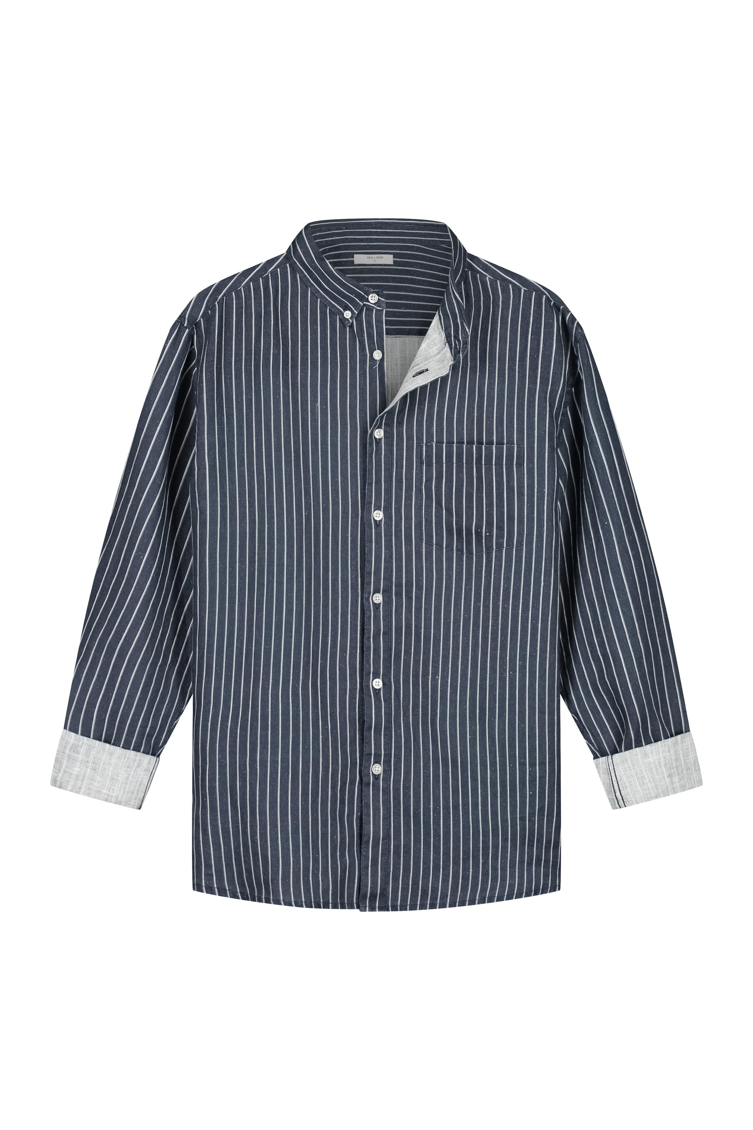 Blauw Wit Gestreept Linnen Overhemd - Pea & Kew
