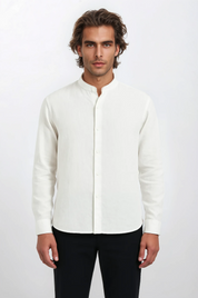 The Mao Shirt White - Pea & Kew