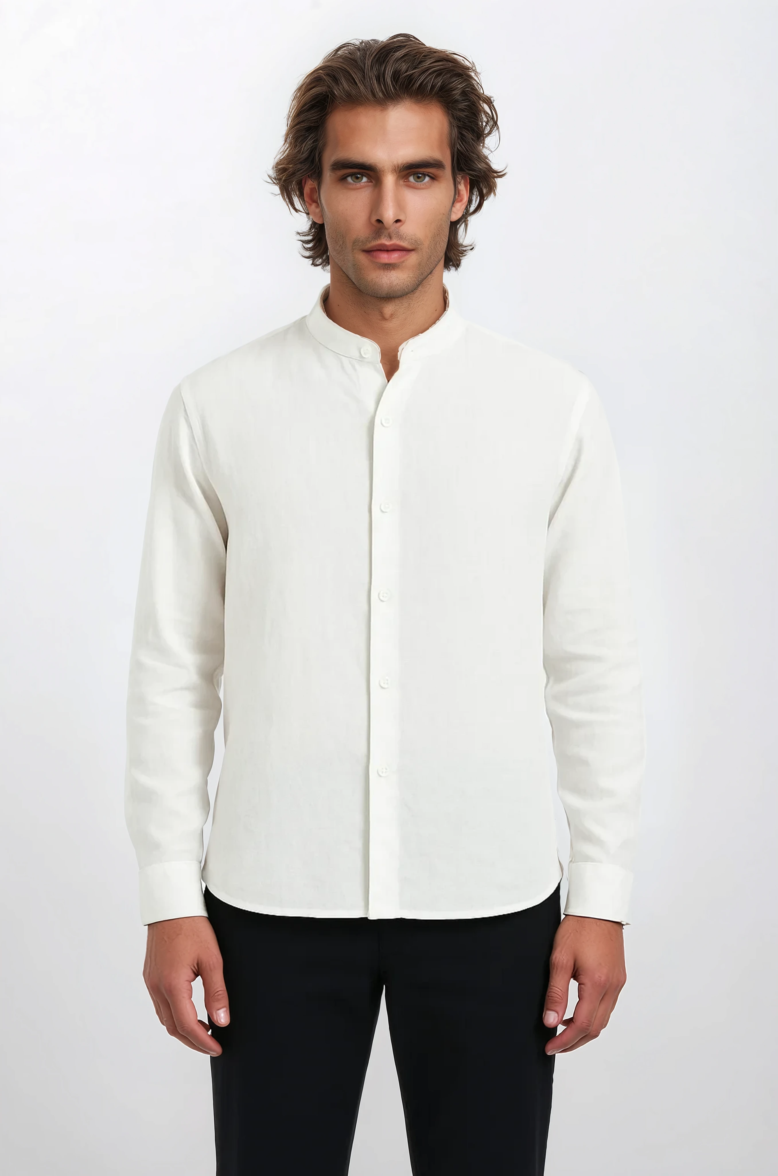 The Mao Shirt White - Pea & Kew