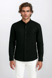 The Mao Shirt Black - Pea & Kew