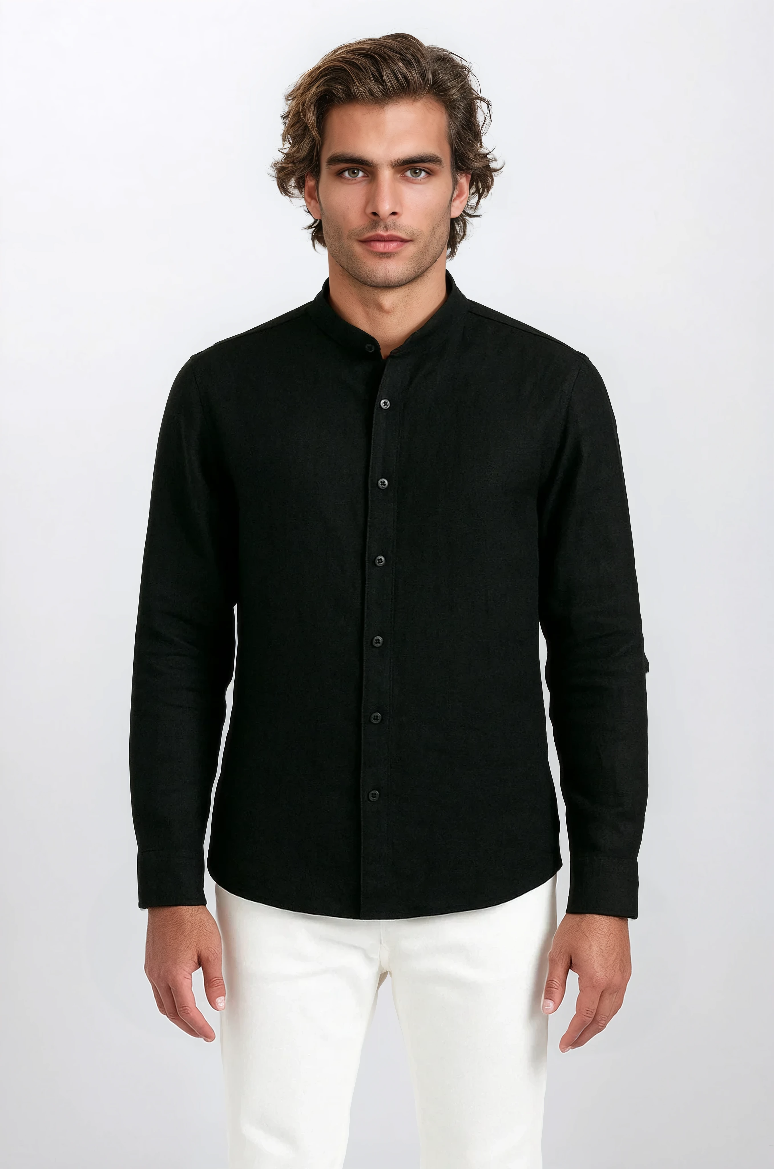 The Mao Shirt Black - Pea & Kew