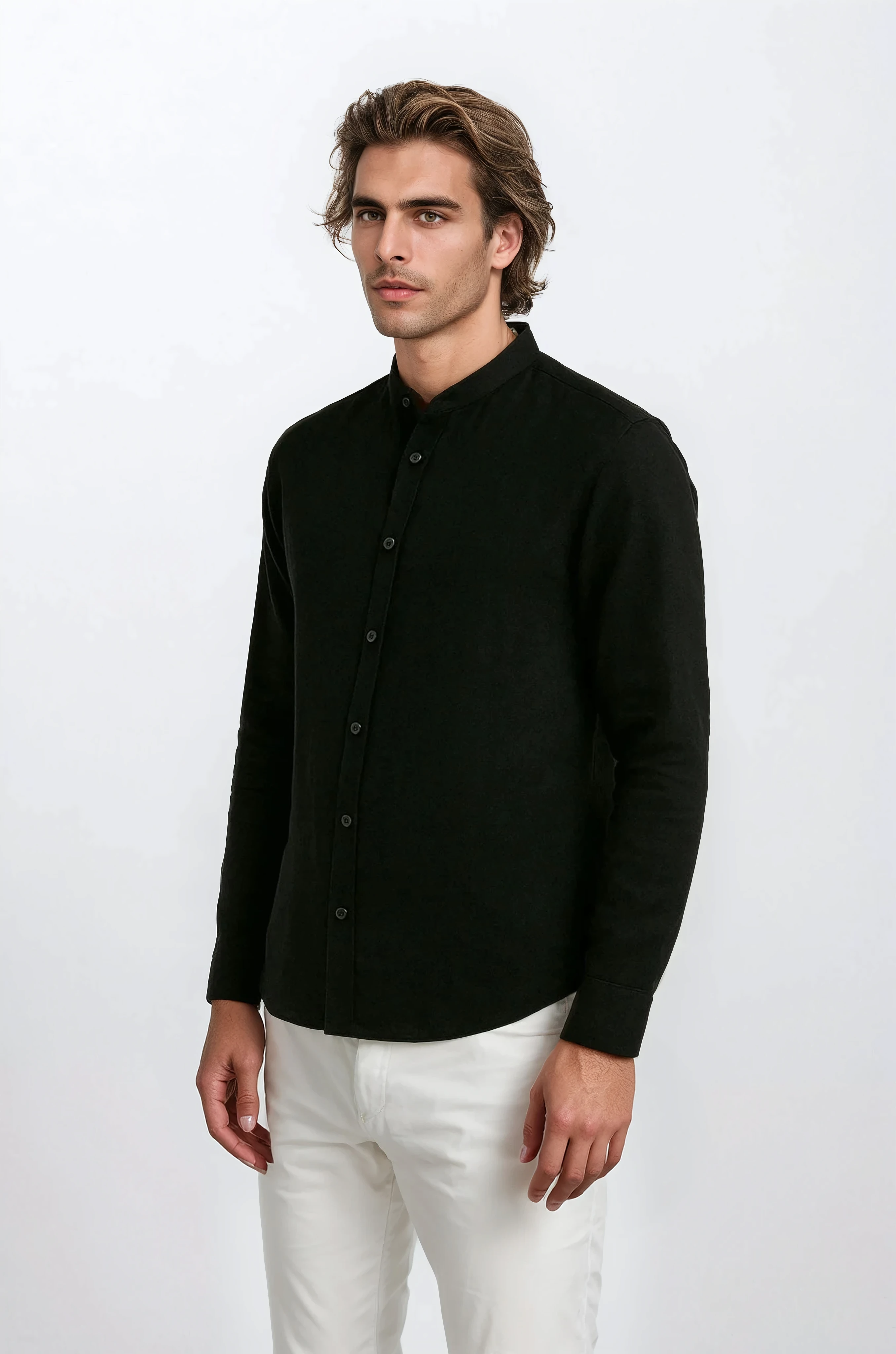 The Mao Shirt Black - Pea & Kew