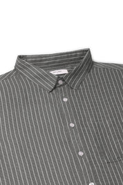 Grijs Wit Gestreept Linnen Overhemd - Pea & Kew