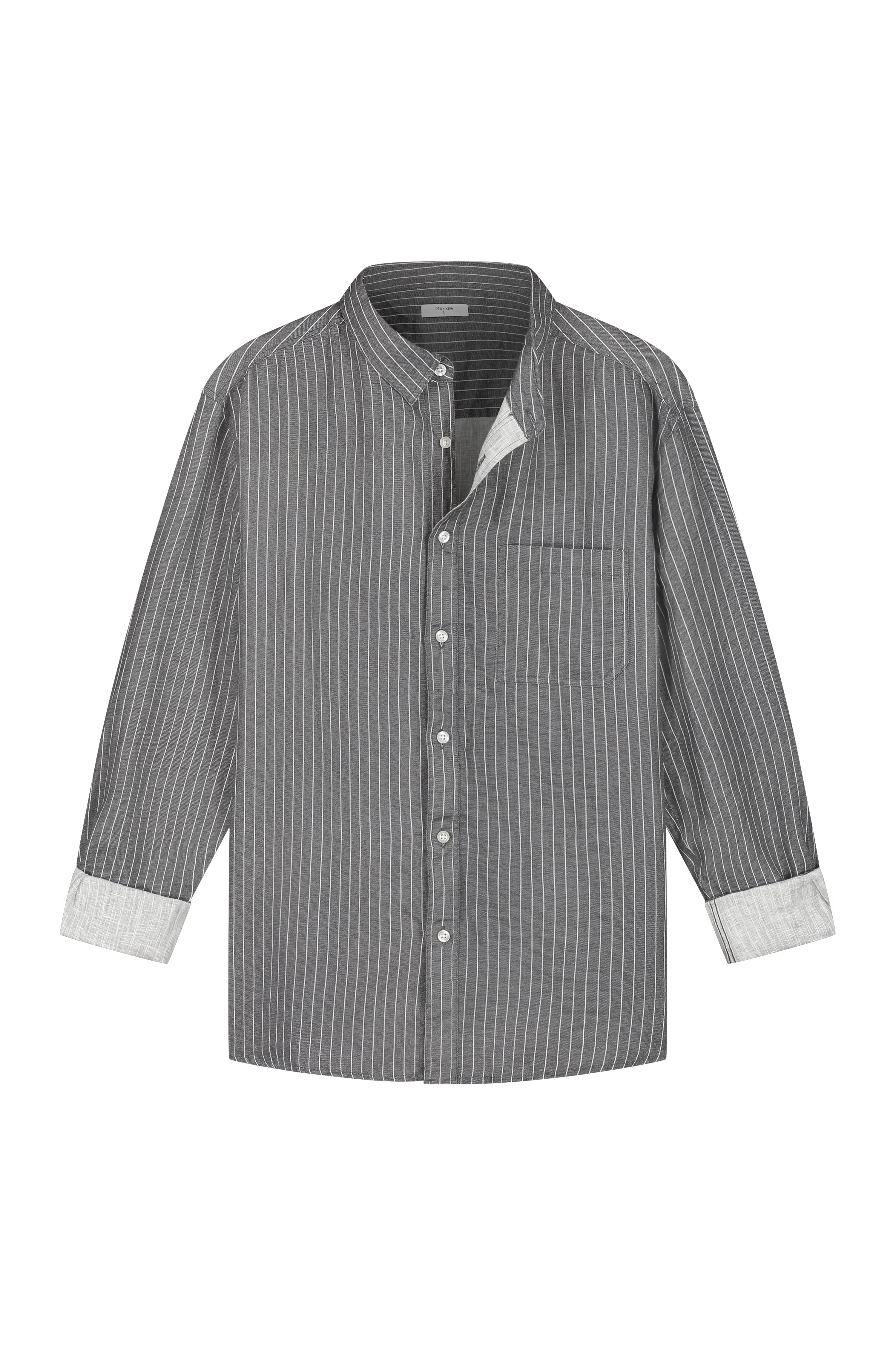 Grijs Wit Gestreept Linnen Overhemd - Pea & Kew