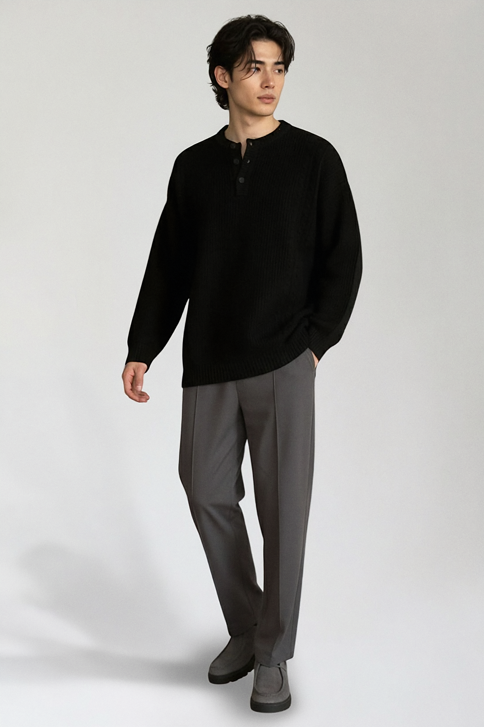 The Mao Shirt Black - Pea & Kew